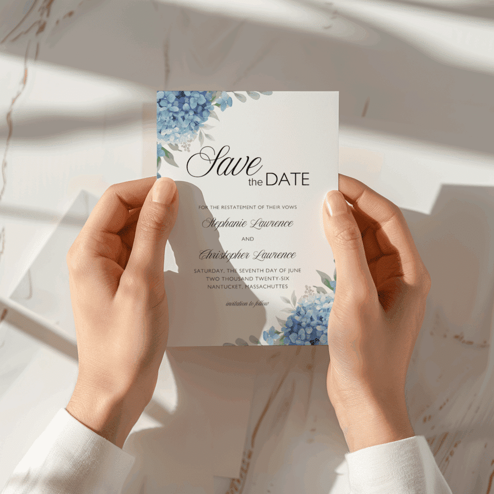 Elegant Blue Hydrangeas Wedding Bundle | Editable Canva Template - Image 2