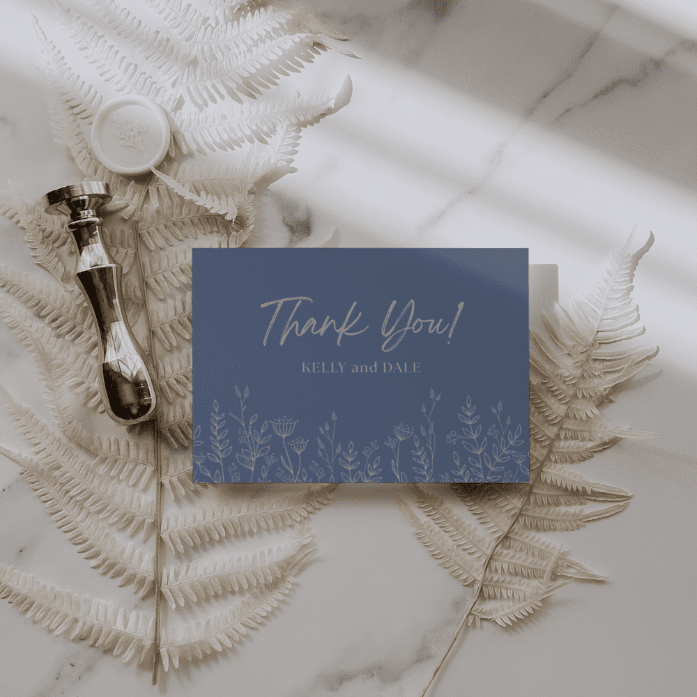 French Blue with Wildflowers Thank You Note | Editable Canva Template
