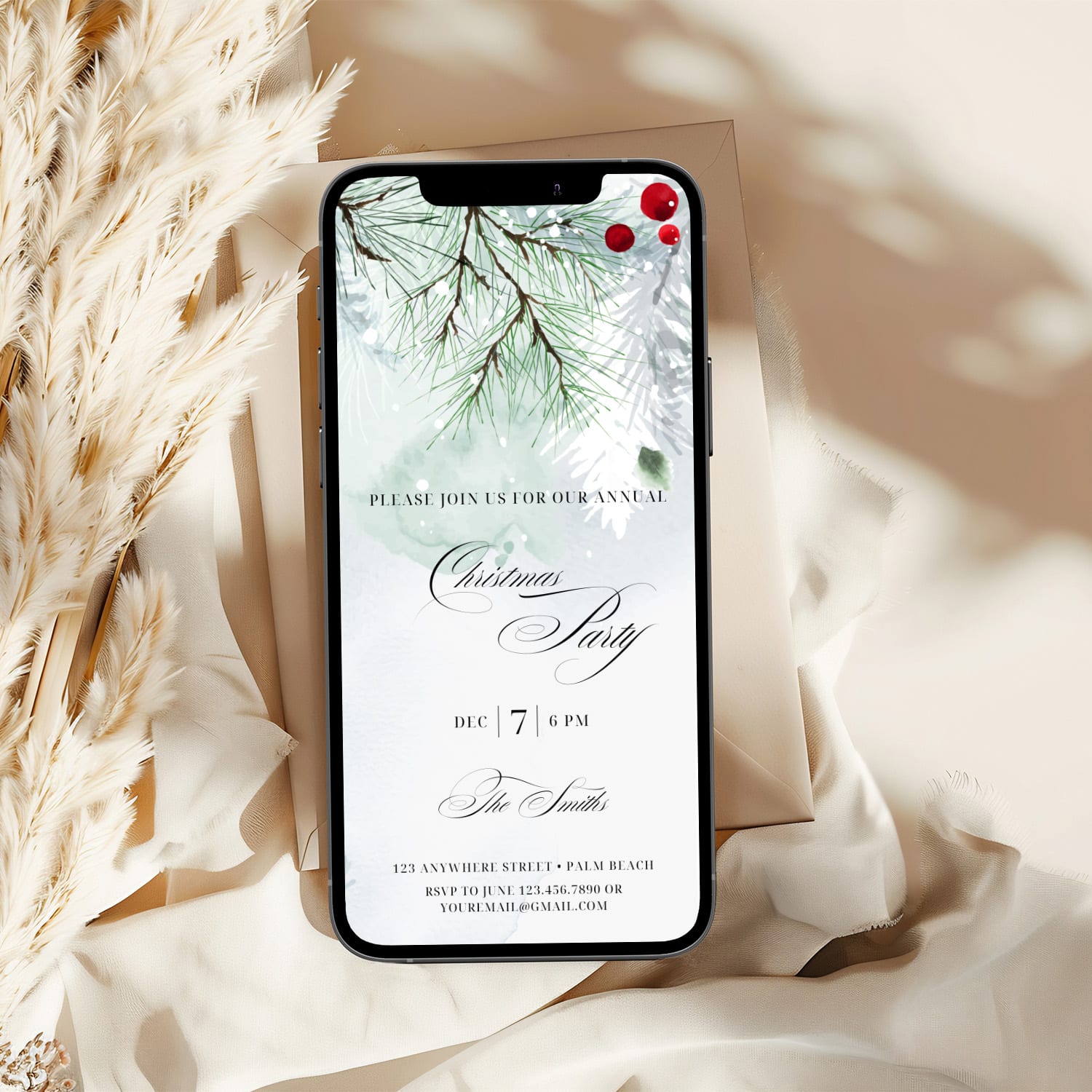 Christmas Party Invitation | Editable Canva Template | Print + Free Phone Version - Image 2