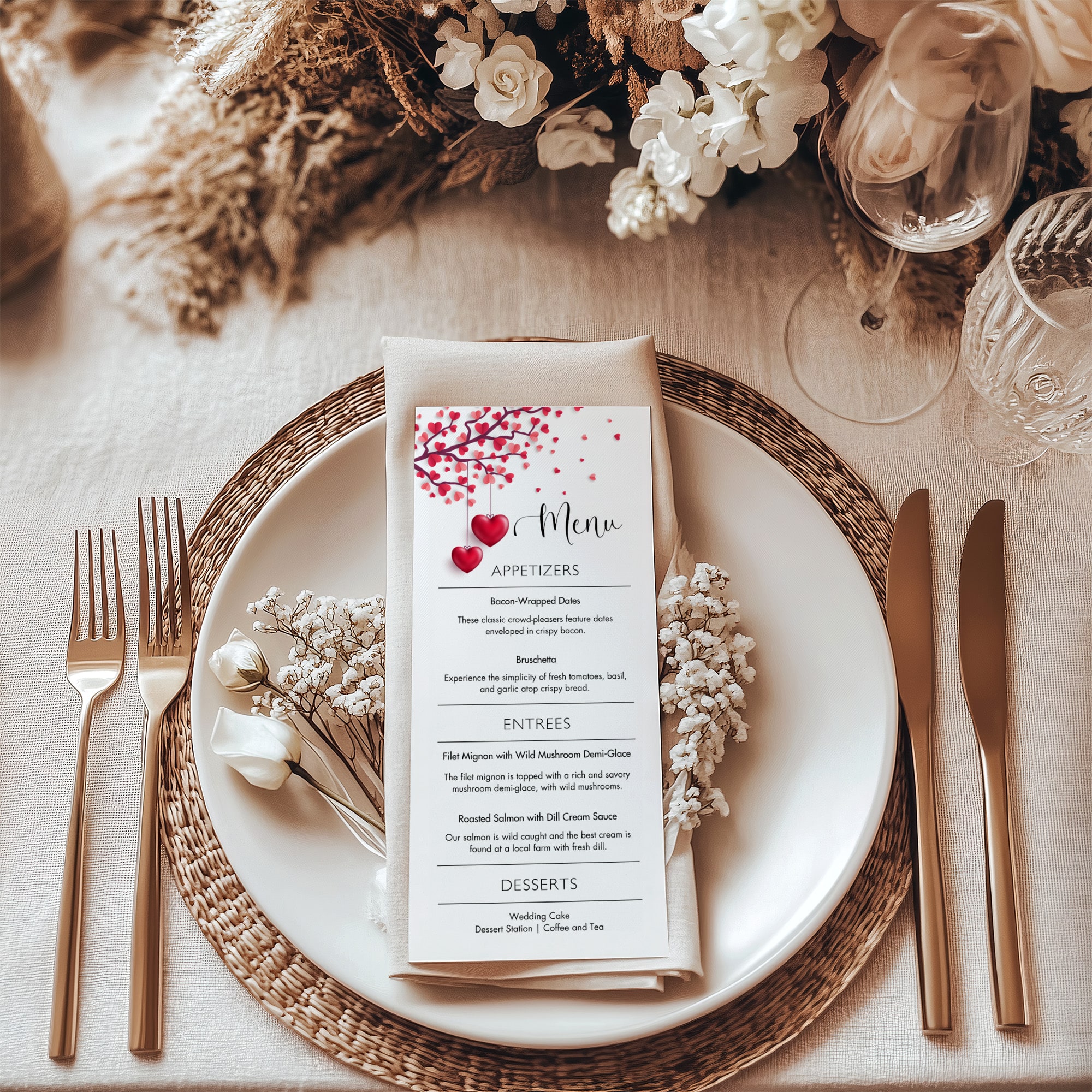 Valentine's Day Dinner Menu Template | Editable Canva Template