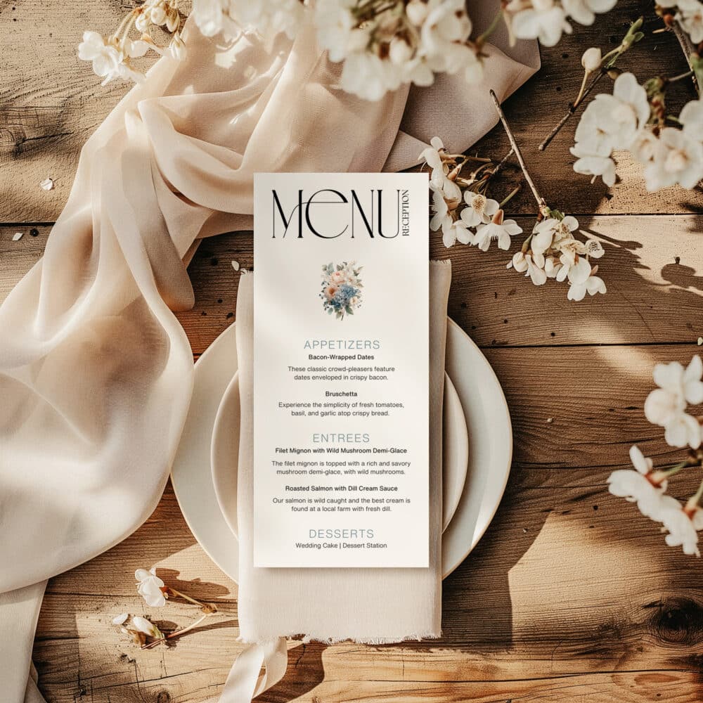 Coastal Wedding Menu Templates