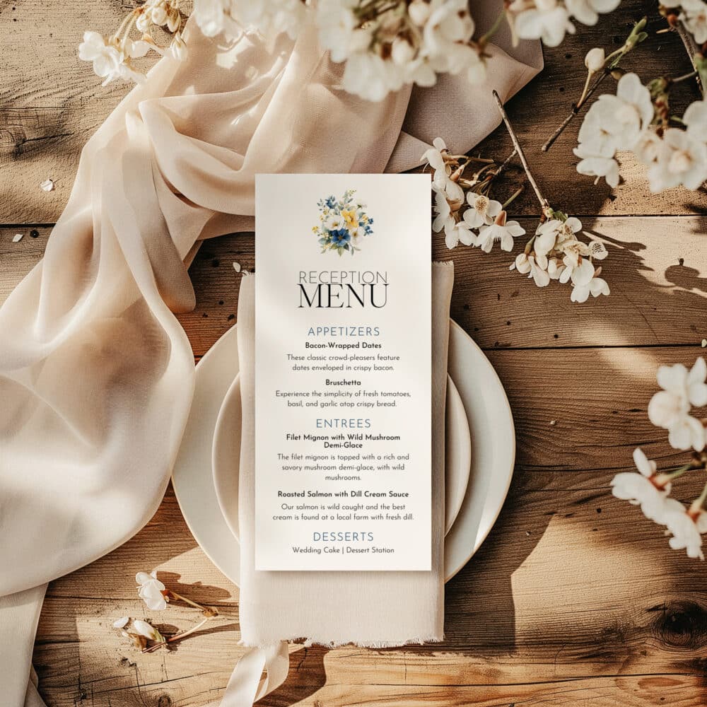 Provence Wedding Menu Template