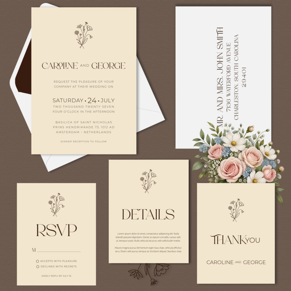 Espresso Wedding Invitation Suite