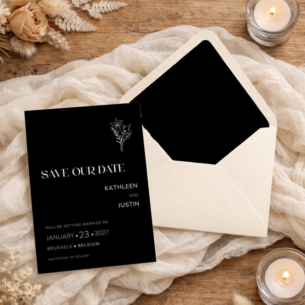 Black Wedding Save Our Date Template