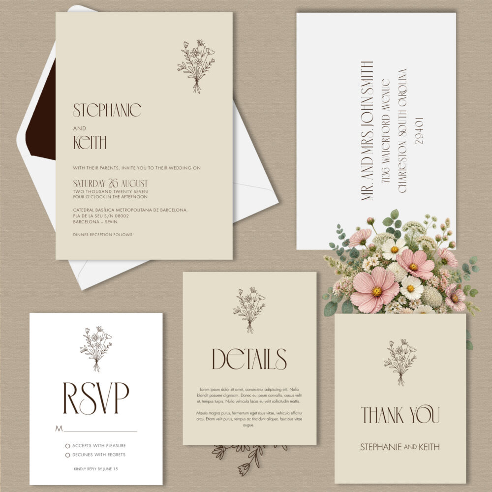 Parchment Wedding Invitation Suite