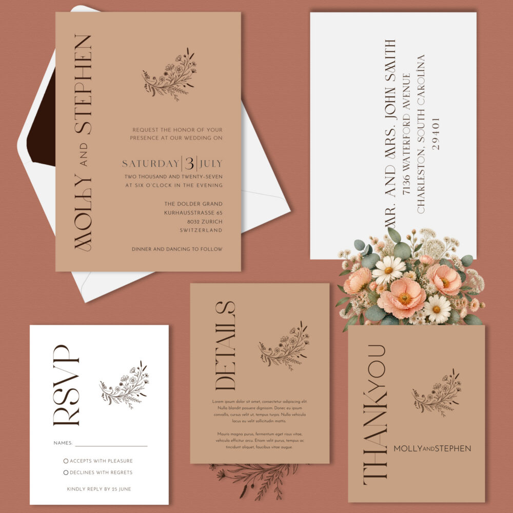 Terracotta Wedding Invitation Suite