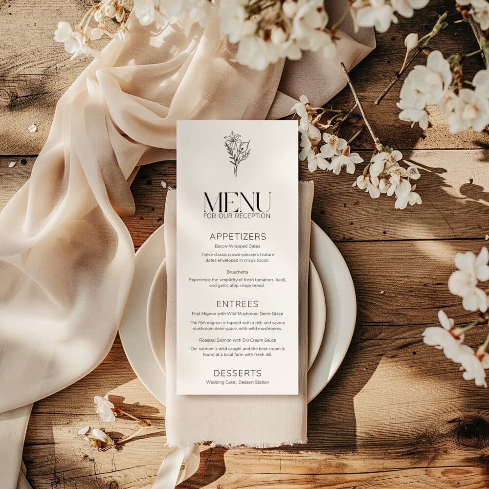 Black and White Wedding Menu Template