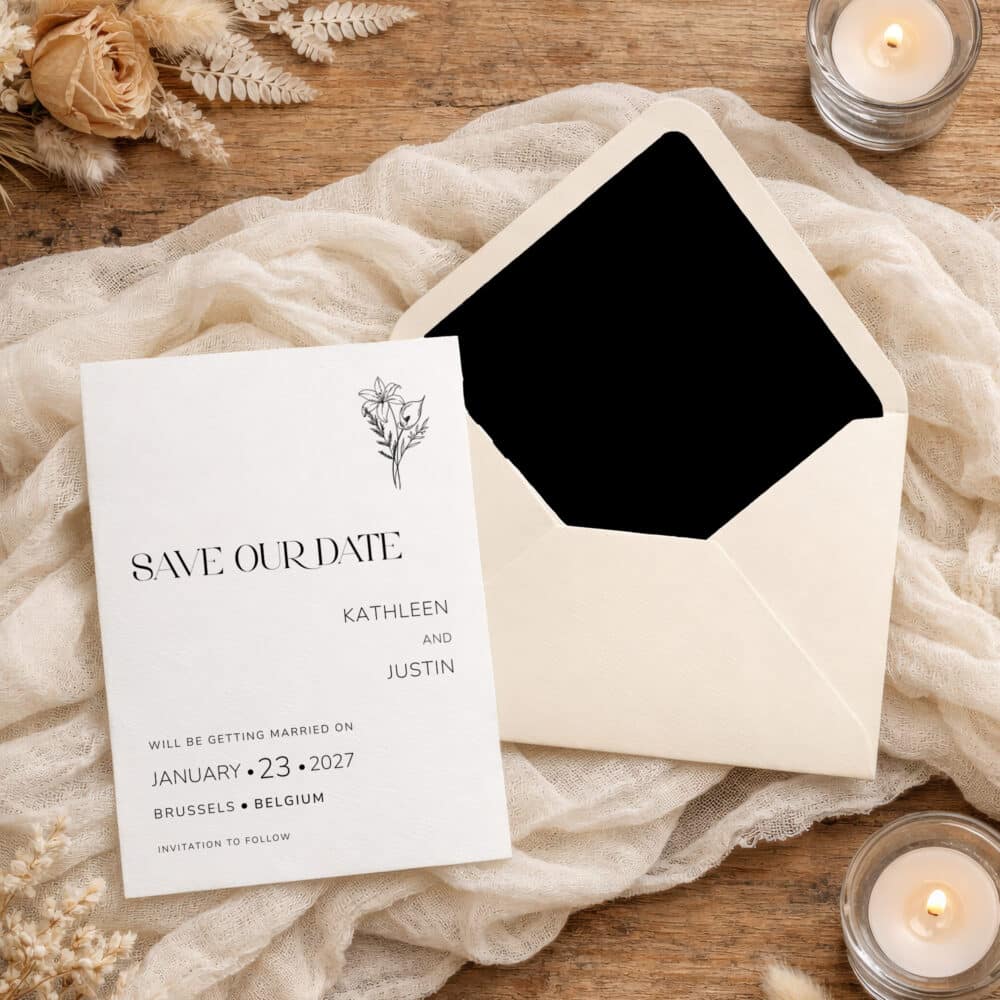 Black and White Wedding Save the Date Template