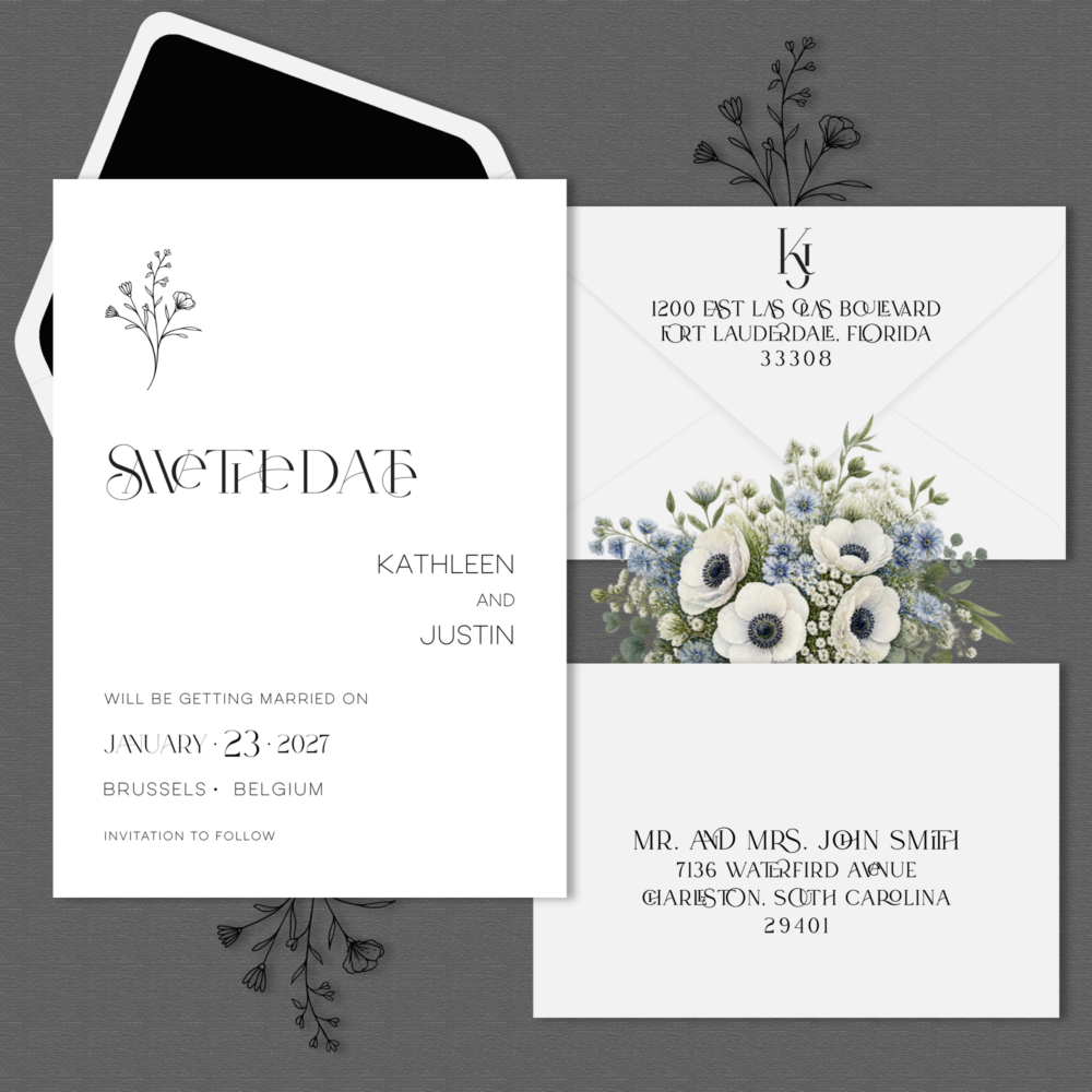 Black Botanical Save the Date
