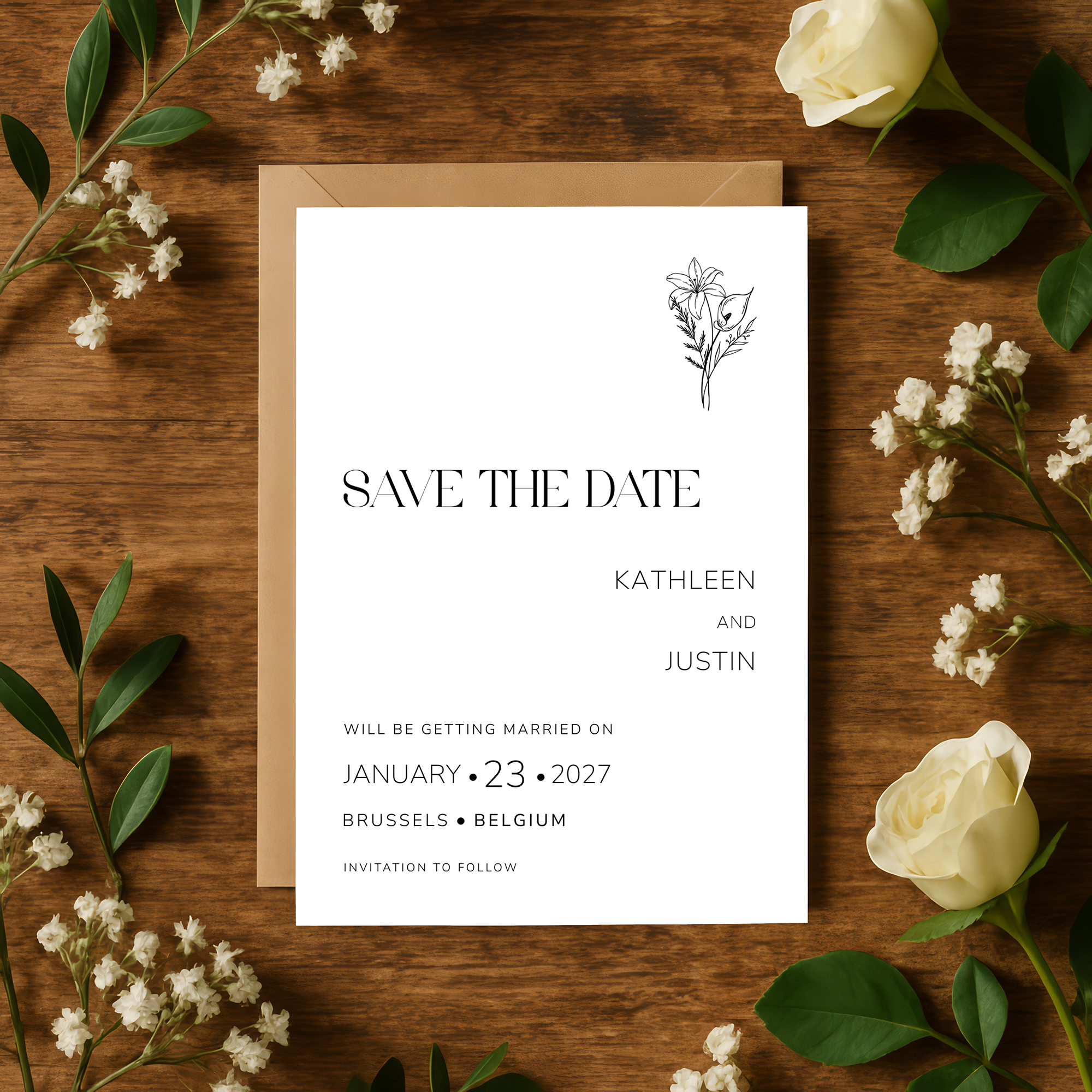 Black and White Save the Date Invitation
