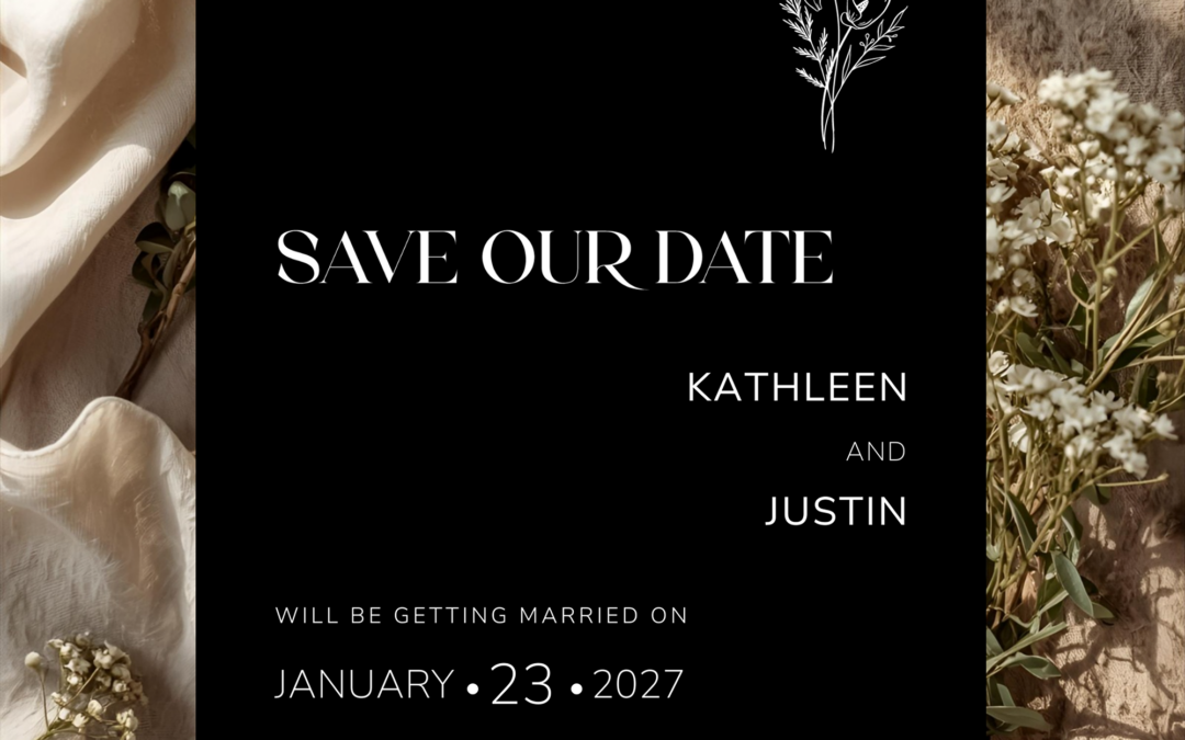 Black Tie Wedding Theme Invitations: The Black Botanical Collection.