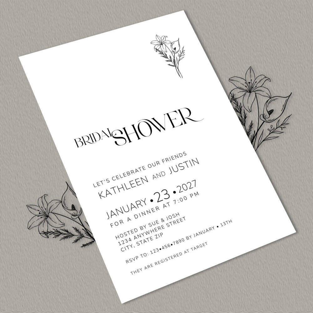Image of Black Botanical Bridal Shower Template