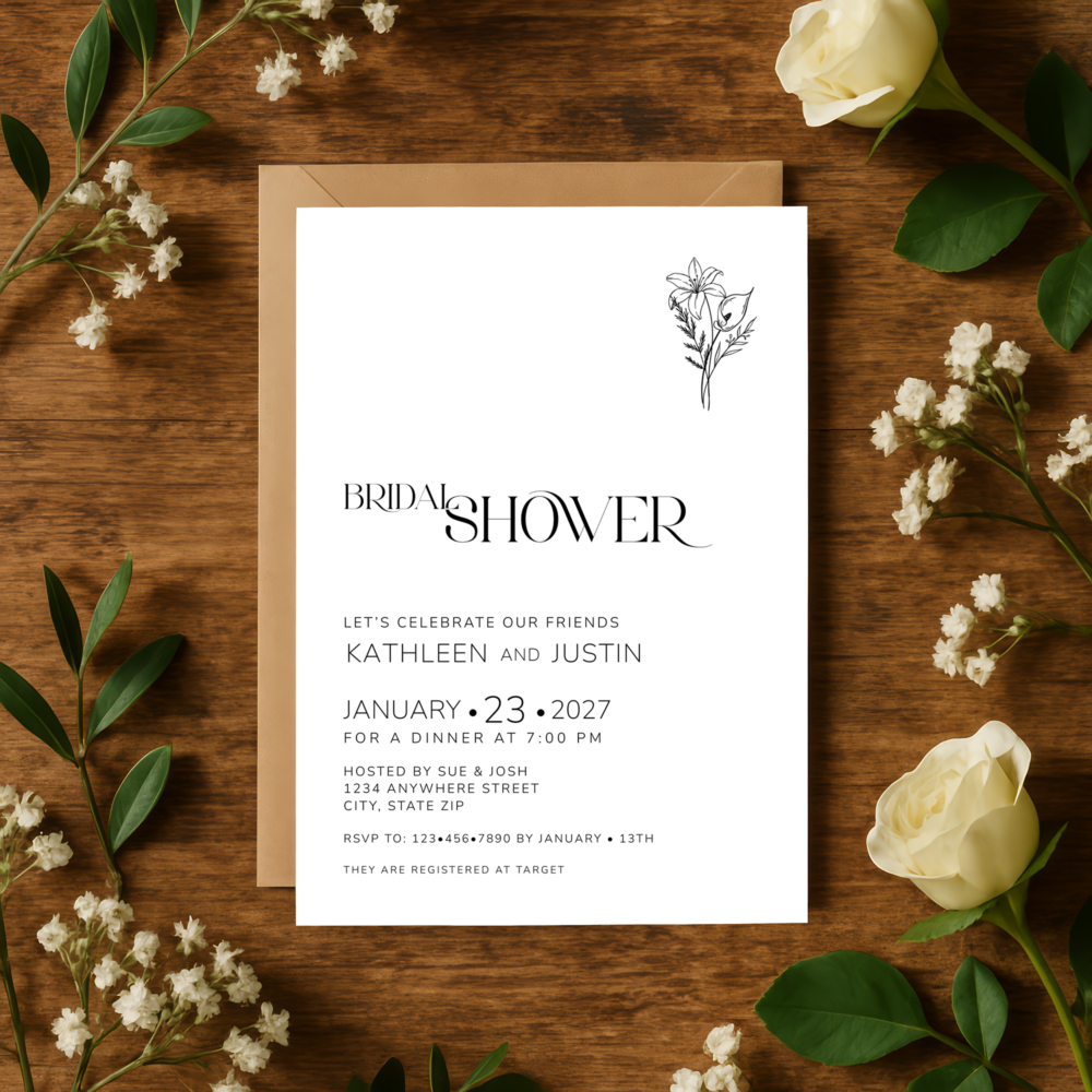 Black Botanical Bridal Shower Template
