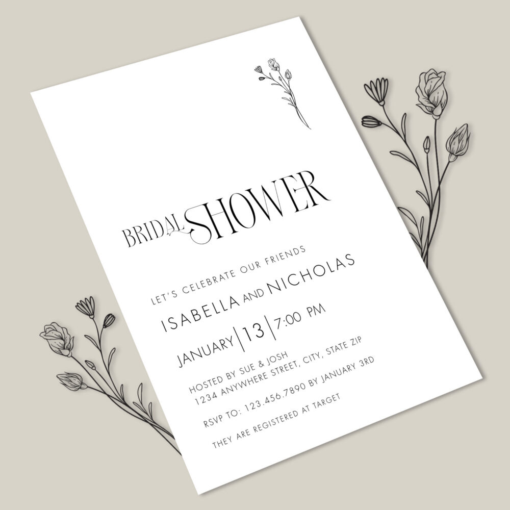 Image of Black and White Bridal Shower Template