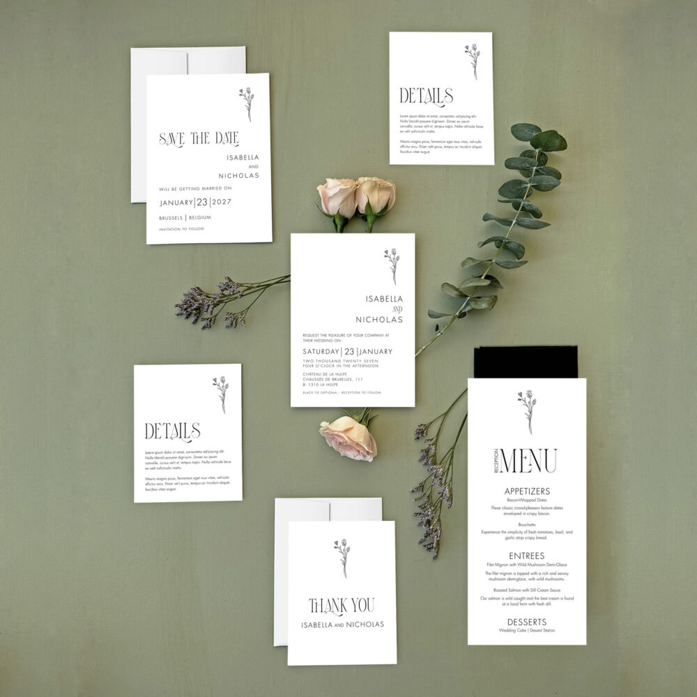Black and White Wedding Invitation Templates