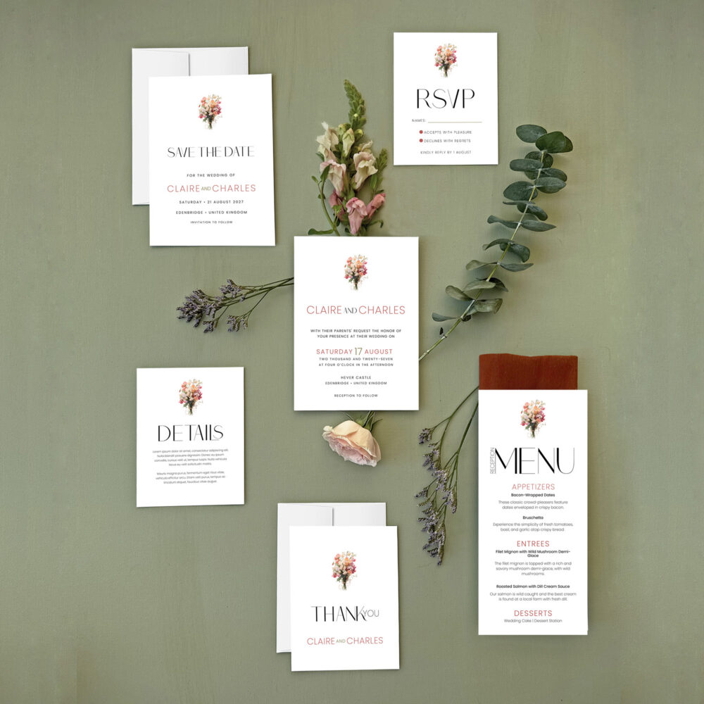 English Garden Wedding Invitation Templates