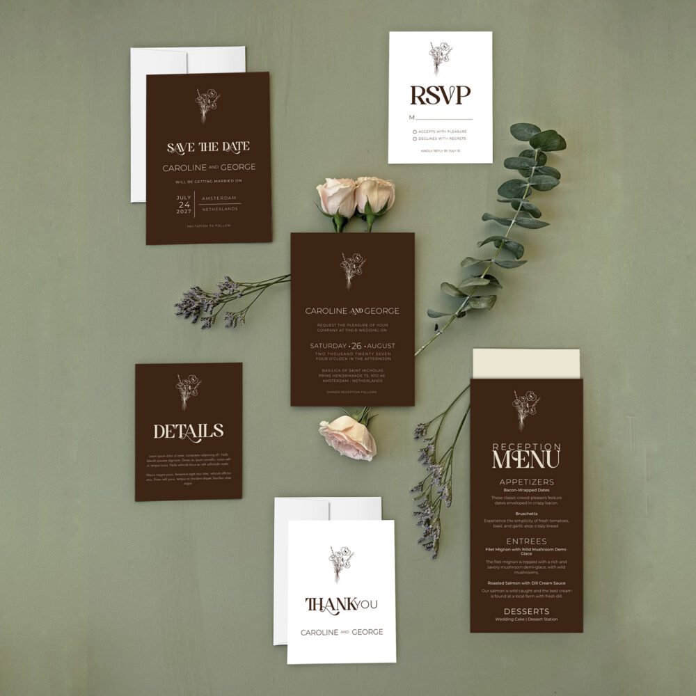 Espresso Wedding Invitation Templates