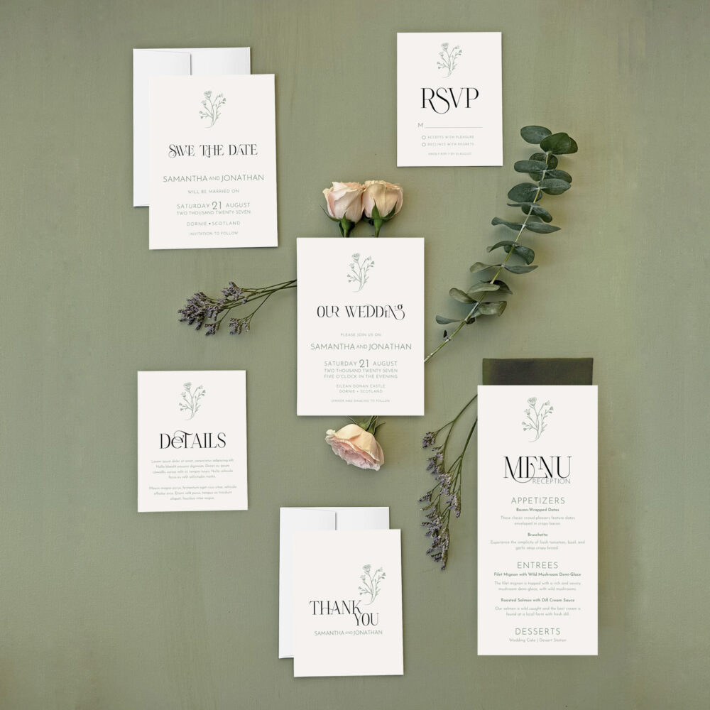 Sage Green Wedding Invitation Templates