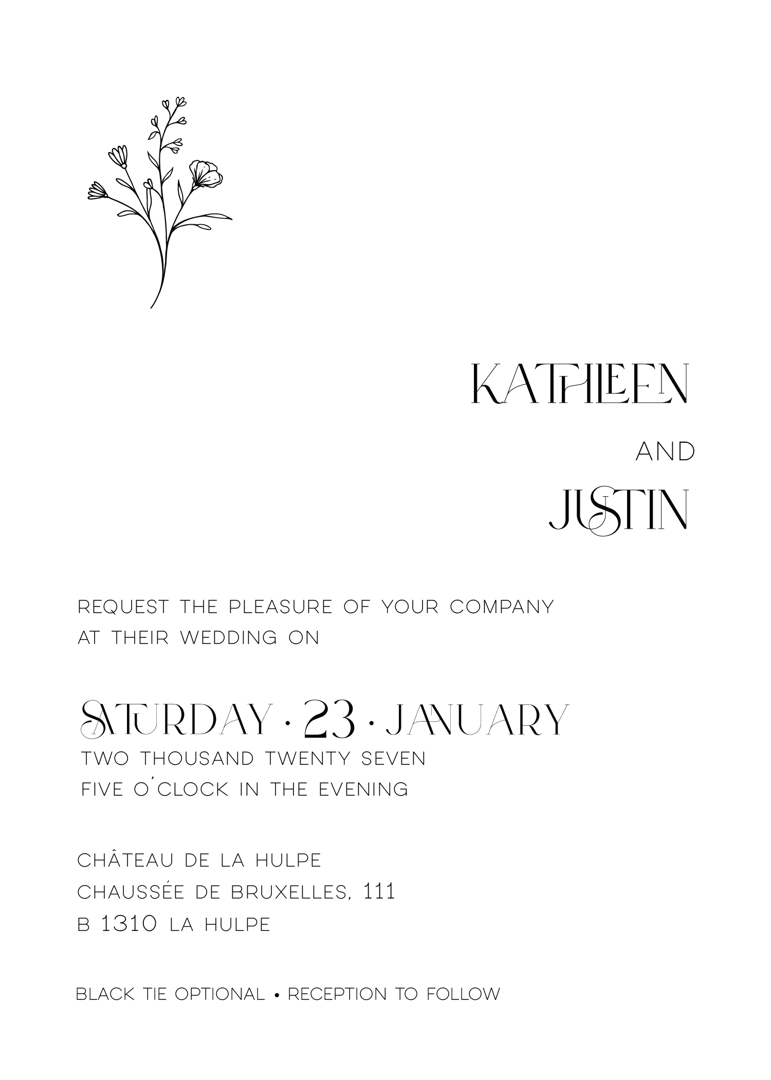 Black Botanical Invitation