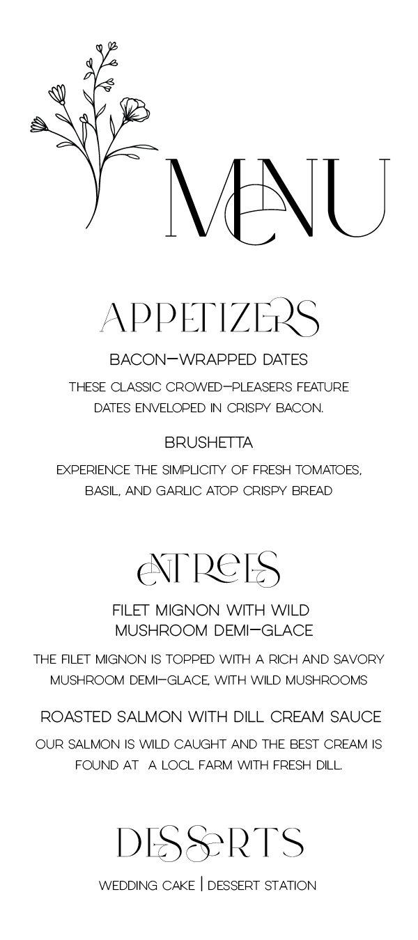 Black Botanical Menu