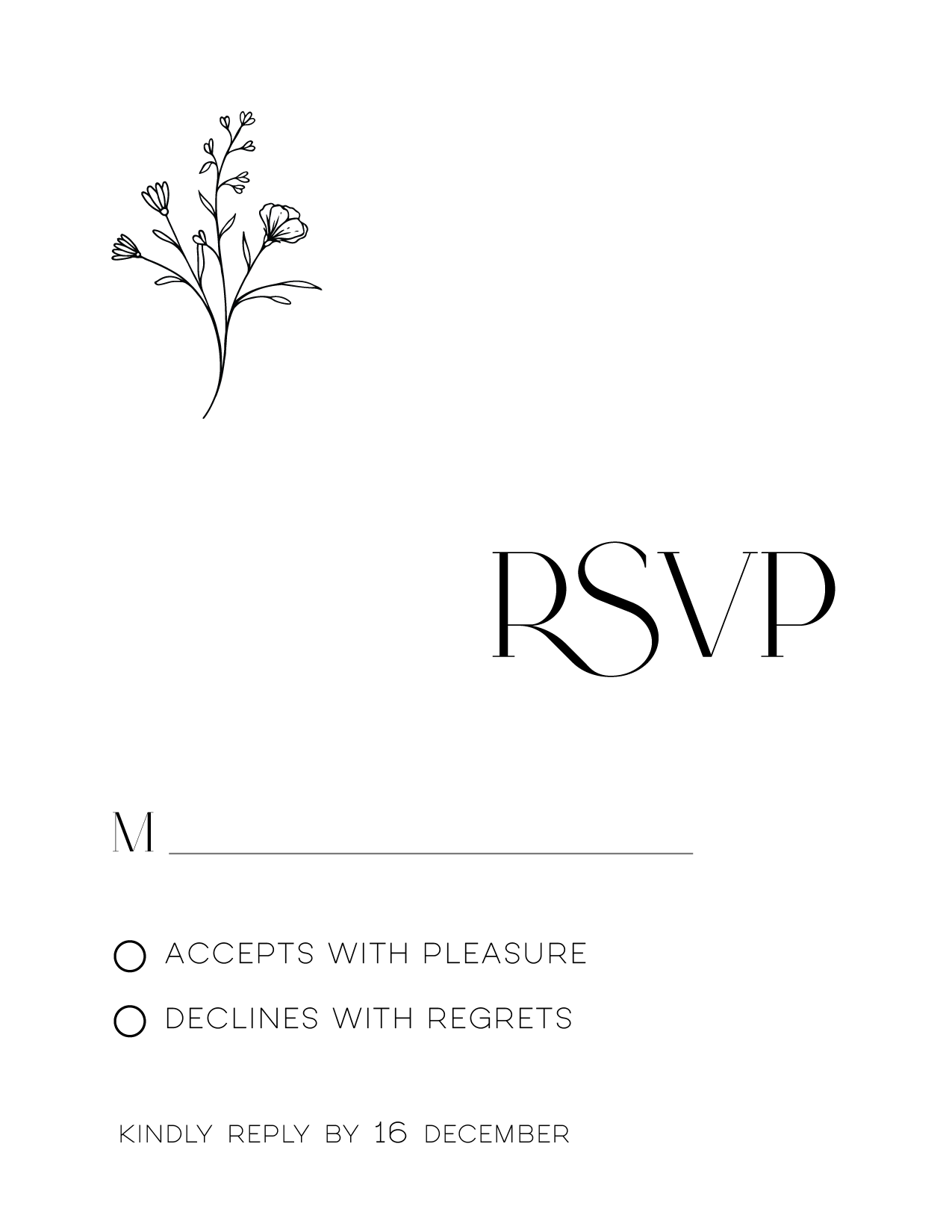Black Botanical RSVP
