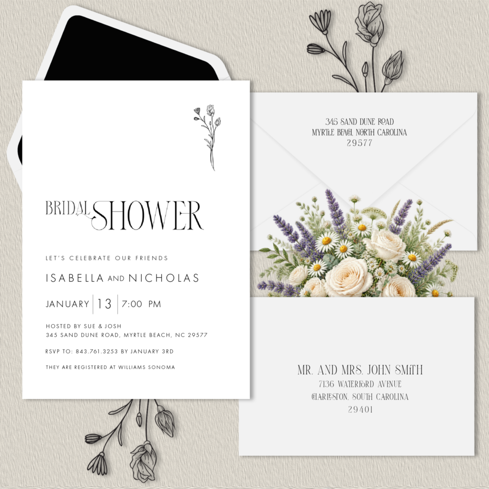 Black and White Bridal Shower Invitations
