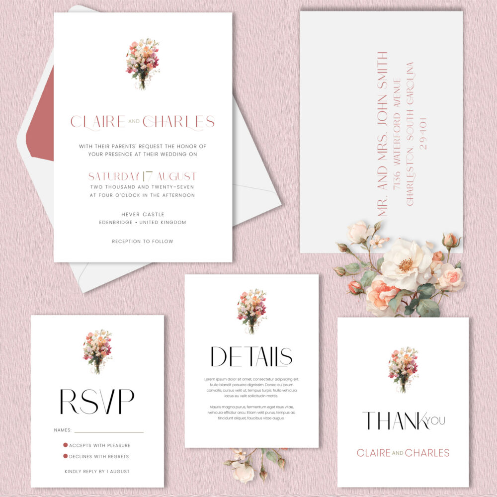English Garden Wedding Invitation Suite