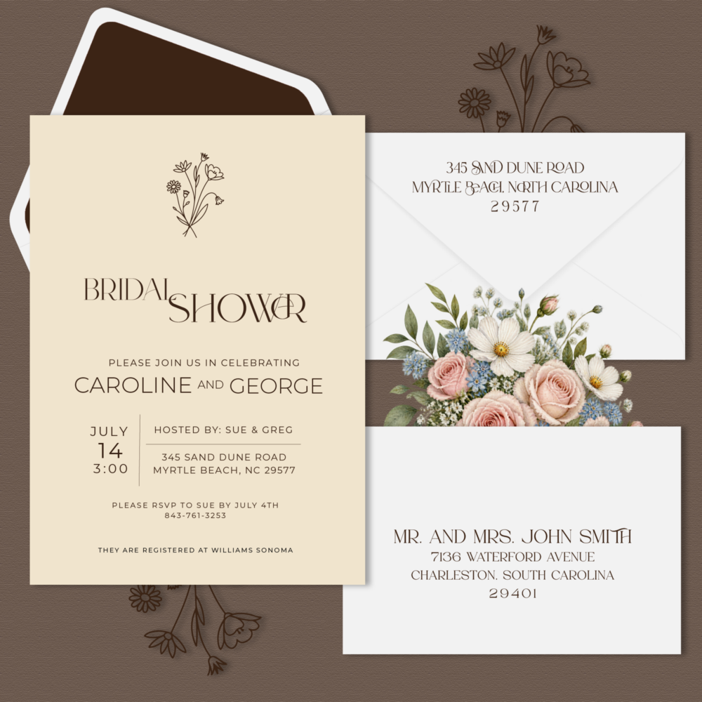 Espresso Bridal Shower Invitations