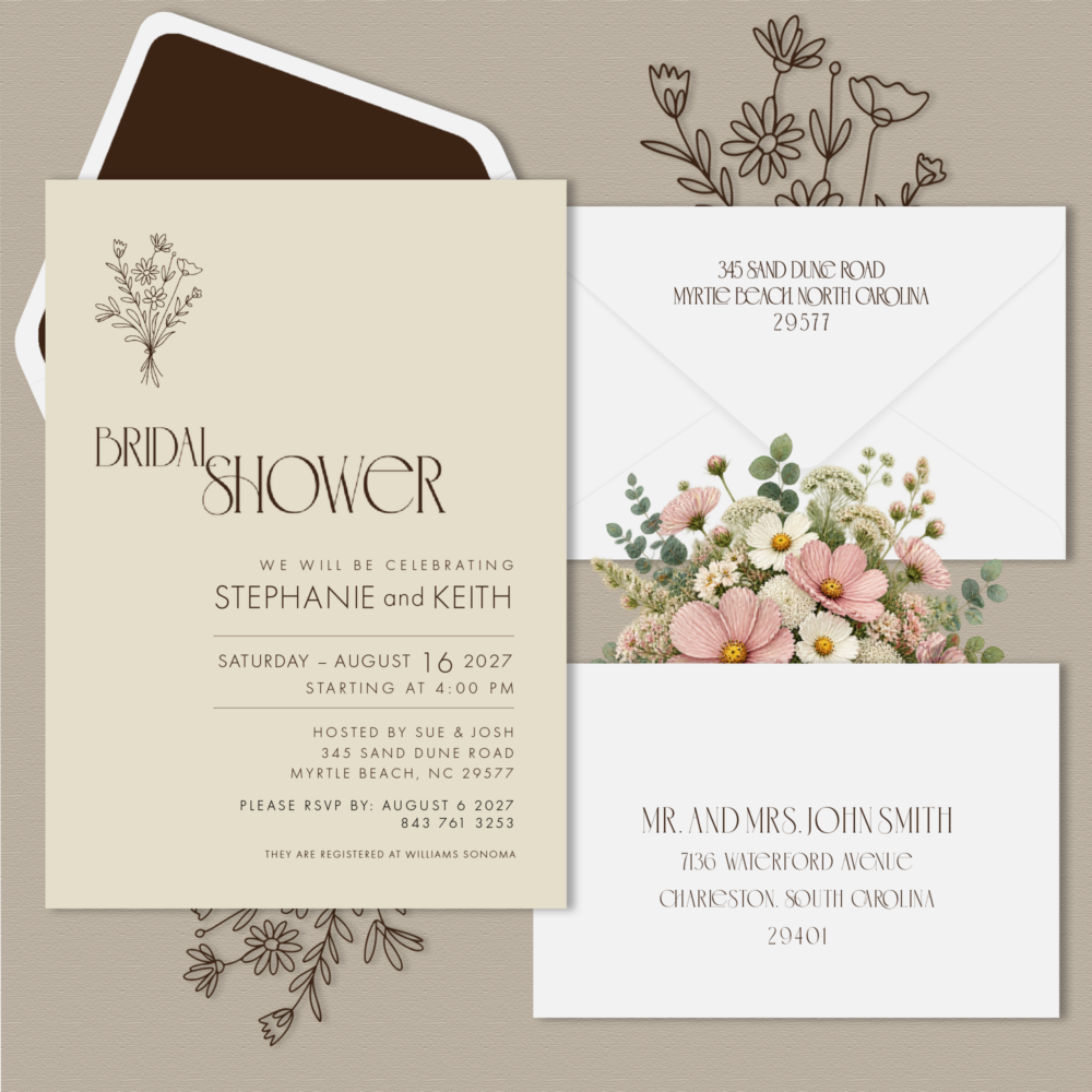 Parchment Bridal Shower Invitations
